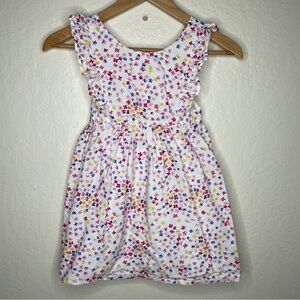 Jojo Maman Bebe Girls 5/6 Apron Style Butterfly Dress White Ruffles 100% Cotton